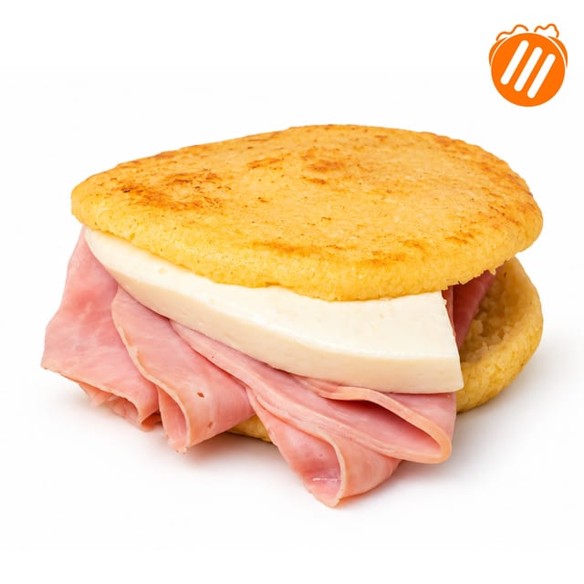 Arepa Ham and White Cheese/Jamón y Queso.